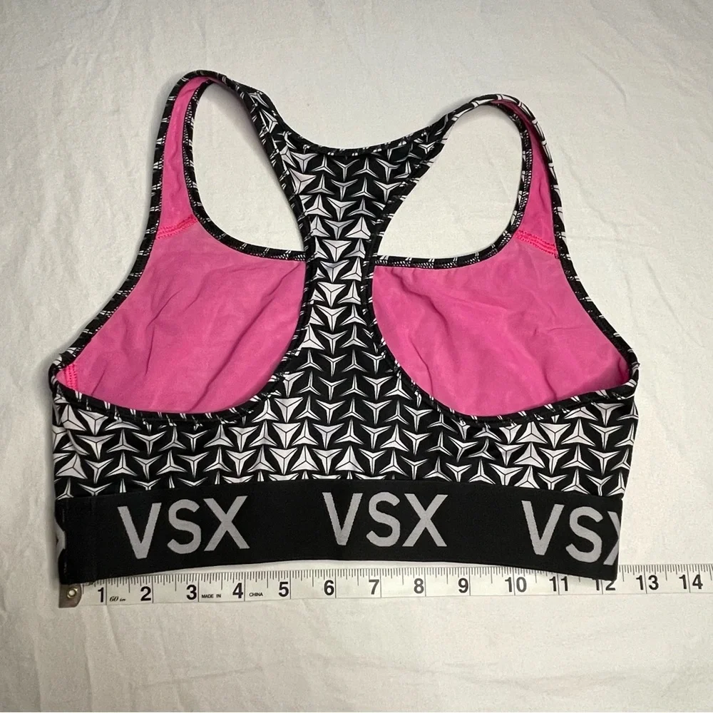 Victoria Sport VSX Women’s Large Racerback Sports Bra Black And White Patterned